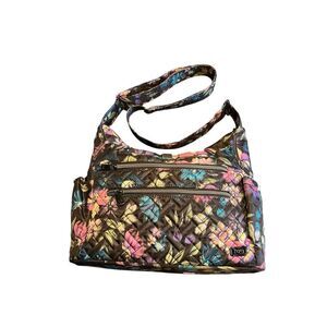 Lug Camper SE watercolor flower print crossbody bag purse bottle holder